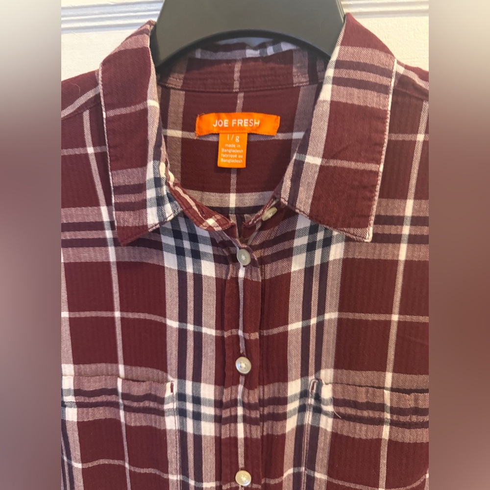 Joe Fresh Plaid Button-Down Ladies Shirt - Picture 3 of 7